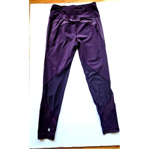 SWEATY BETTY The Power 7/8 Leggings plum purple mesh zip pocket Sz XS - Picture 4 of 10